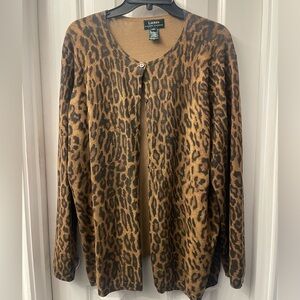 Ralph Lauren Animal Print Cardigan Sz 2X